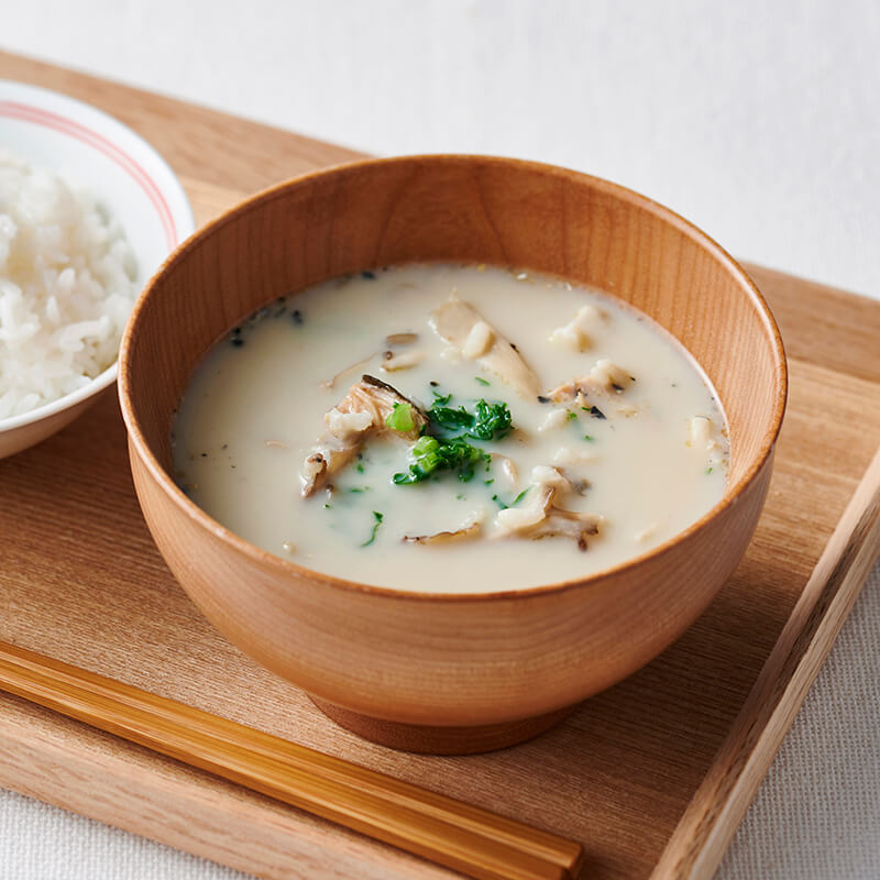 「米こうじ」のサバ缶入り豆乳味噌汁