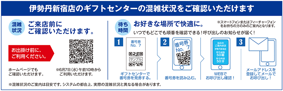 伊勢丹新宿店のギフトセンターの混雑状況をご確認いただけます。