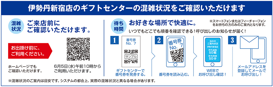 伊勢丹新宿店のギフトセンターの混雑状況をご確認いただけます。