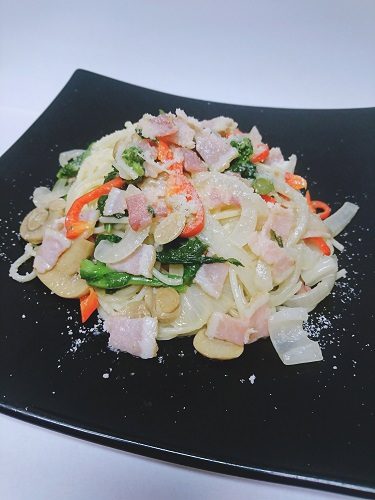 菜の花とベーコンのイタリアンスパゲッティ