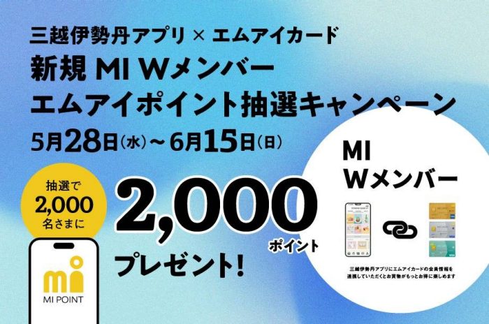 【予告】新規 MI Wメンバーエムアイポイント抽選キャンペーン