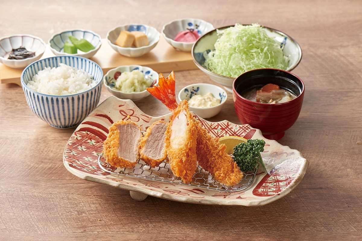 ひれかつと大海老フライの盛合せ膳