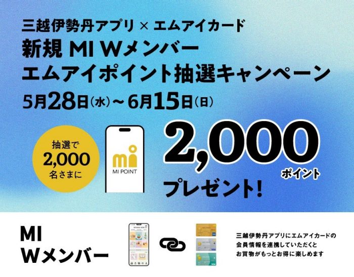 三越伊勢丹アプリ×エムアイカード​ 新規MI Wメンバーエムアイポイント抽選キャンペーン
