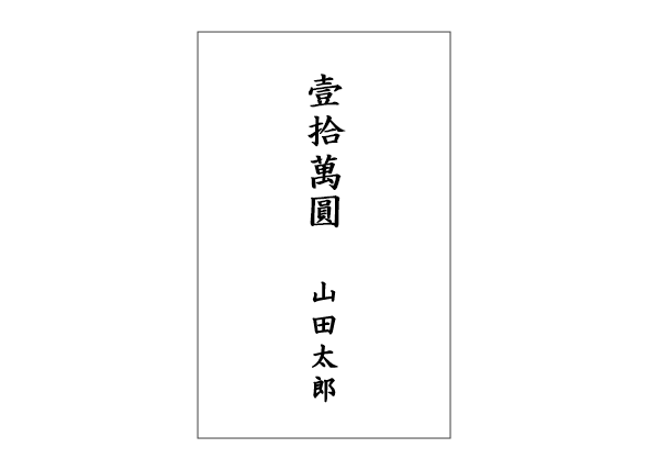 祝儀袋の内包みの書き方・表