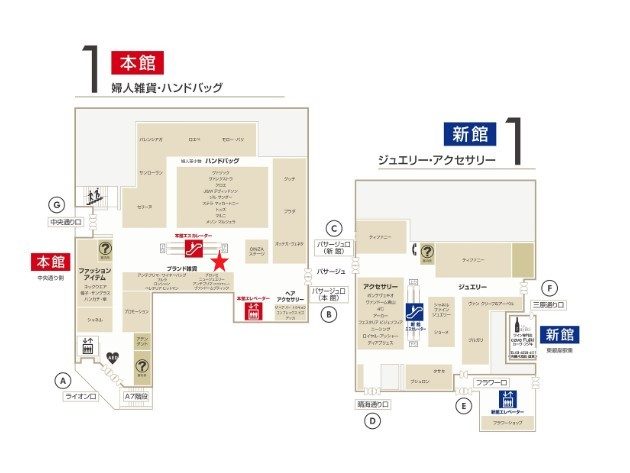 本館1階 パサージュ口（赤枠部分）