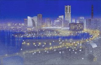 岩波昭彦、【摩天楼】、希少な額装用画集より、状態良好、新品