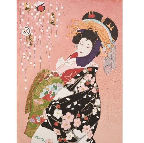 掛軸 聖母子 林美木子 有職彩色絵師 - 書