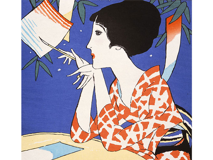 竹久夢二 「夏（七夕）」復刻木版画