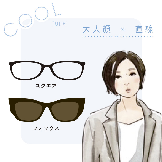 「クール」タイプに似合うメガネ・サングラス