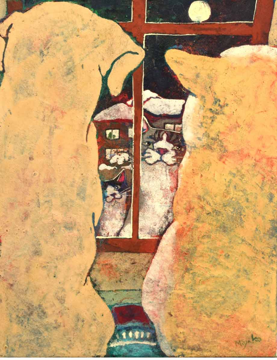 竹原美也子「おたずねにん」　198,000円（岩絵具、水干絵具、和紙／41×31.8cm）