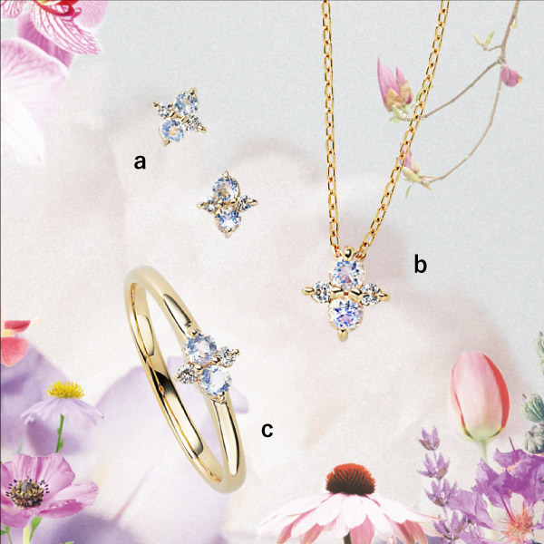 ＜オーバーエクセレント＞ a.ピアス  b.ペンダント c.リング