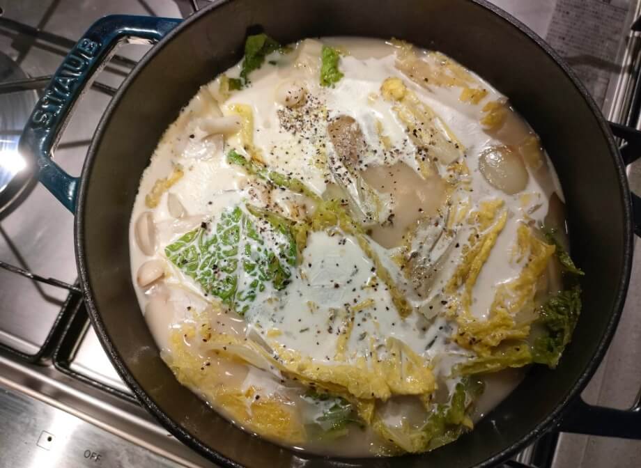 きのこと白菜のクリームスープ
