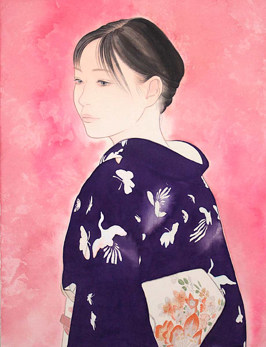 福田季生「花と蝶」　198,000円（綿布彩色／41×31.8cm）