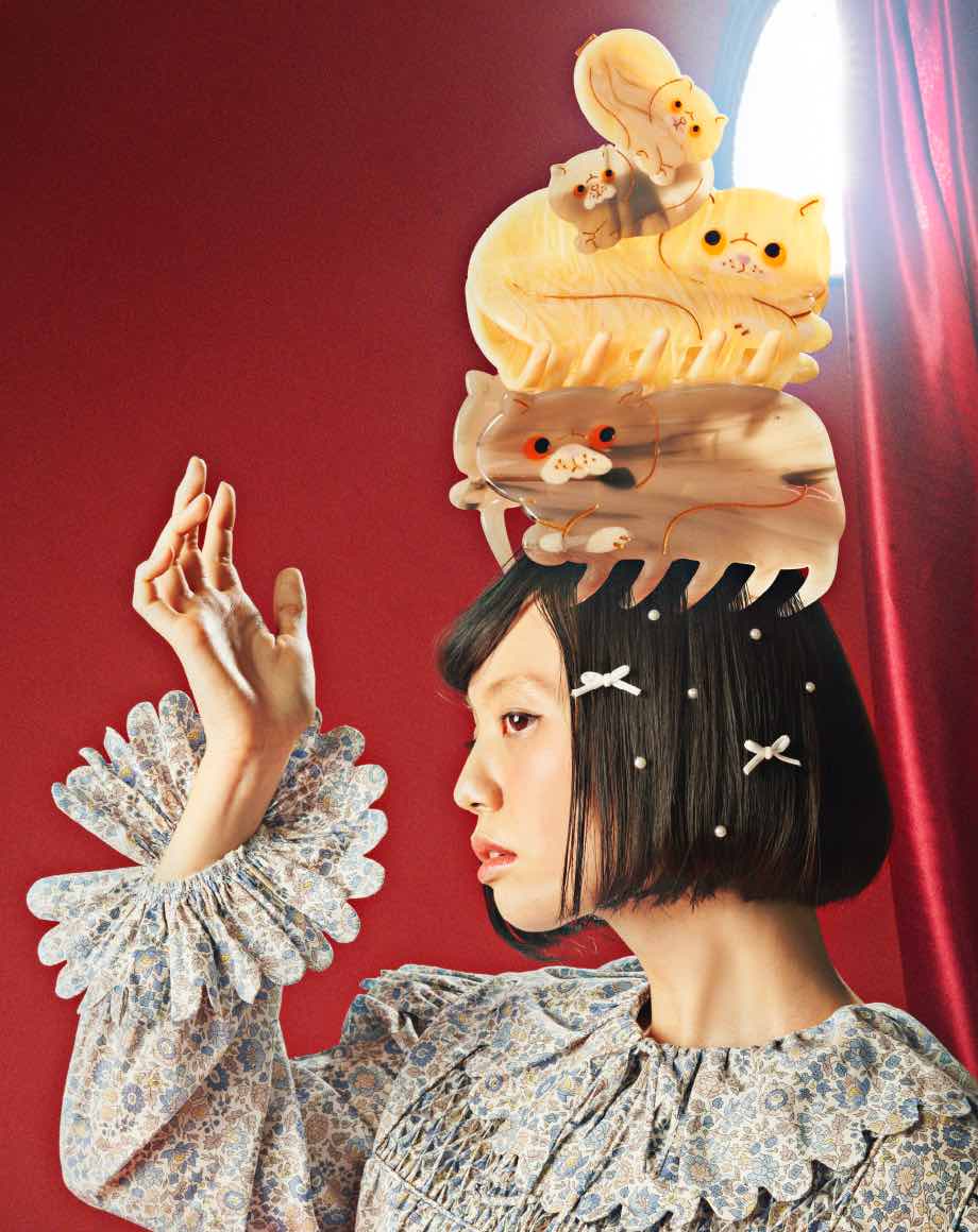 猫ヘアクリップのブレーメン仕立て